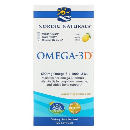 Nordic Naturals, Omega-3D, Lemon, 120 Soft Gels