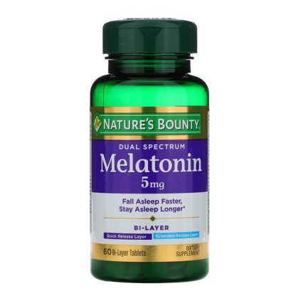 Nature's Bounty, Dual Spectrum, Melatonin, 5 mg, 60 Bi-Layer Tablets