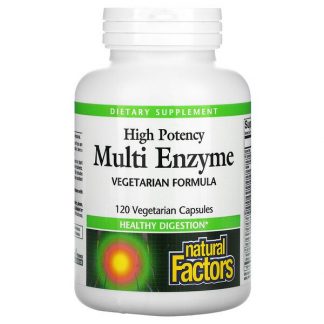 Natural Factors, High Potency, Multi Enzyme, 120 Vegetarian Capsules