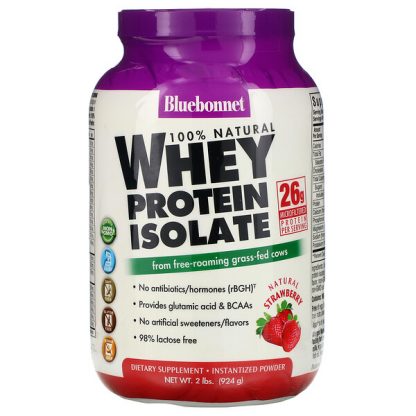 Bluebonnet Nutrition, 100% Natural, Whey Protein Isolate, Natural Strawberry, 2 lb (924 g)