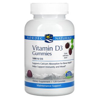 Nordic Naturals, Vitamin D3, Wild Berry, 1,000 IU, 120 Gummies