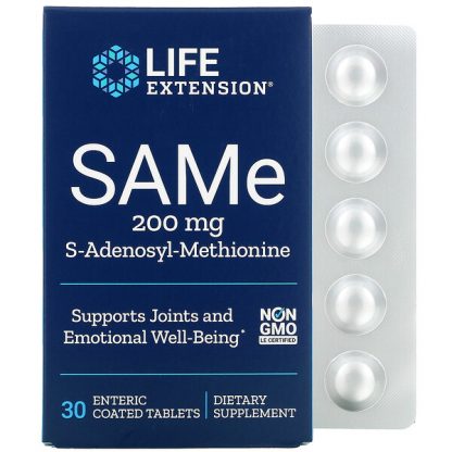 Life Extension, SAMe, S-Adenosyl-Methionine, 200 mg, 30 Enteric Coated Tablets