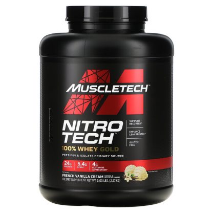 Muscletech, Nitro Tech, 100% Whey Gold, French Vanilla Cream, 5 lbs (2.27 kg)