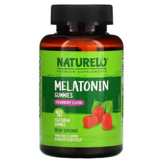 NATURELO, Melatonin Gummies, Strawberry, 90 Vegetarian Gummies