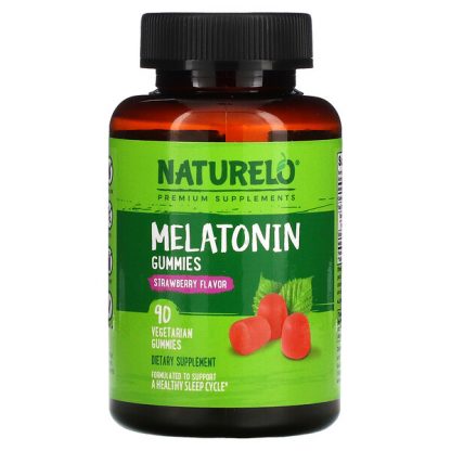 NATURELO, Melatonin Gummies, Strawberry, 90 Vegetarian Gummies