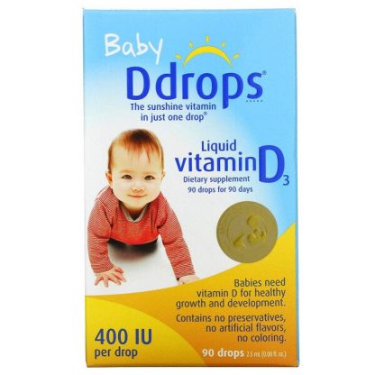 Ddrops, Baby, Liquid Vitamin D3, 400 IU, 90 Drops, 0.08 fl oz (2.5 ml)