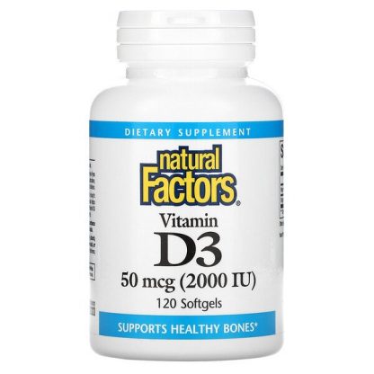 Natural Factors, Vitamin D3, 50 mcg (2,000 IU), 120 Softgels