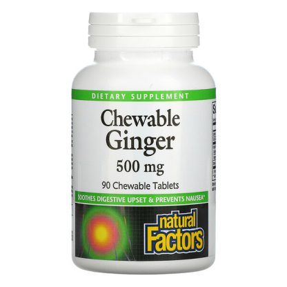 Natural Factors, Chewable Ginger, 500 mg, 90 Chewable Tablets