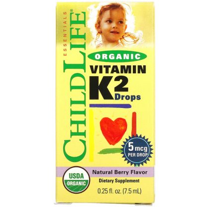 ChildLife, Organic Vitamin K2 Drops, Natural Berry, 5 mcg, 0.25 fl oz (7.5 ml)