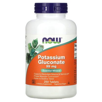 NOW Foods, Potassium Gluconate, 99 mg, 250 Tablets