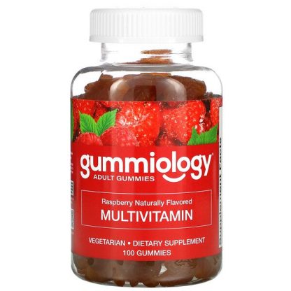 Gummiology, Adult Multivitamin Gummies, Natural Raspberry Flavor, 100 Vegetarian Gummies