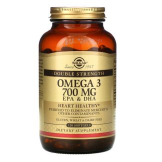 Solgar, Omega-3, EPA & DHA, Double Strength, 700 mg, 120 Softgels