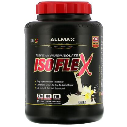 ALLMAX Nutrition, Isoflex, Pure Whey Protein Isolate (WPI Ion-Charged Particle Filtration), Vanilla, 5 lbs (2.27 kg)