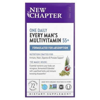 New Chapter, One Daily Every Man's Multivitamin, 55+, 72 Vegetarian Tablets