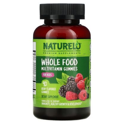 NATURELO, Whole Food Multivitamin Gummies for Kids, Berry, 90 Gummies