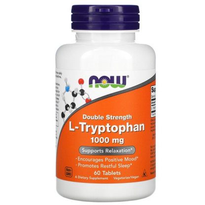 NOW Foods, L-Tryptophan, Double Strength, 1,000 mg, 60 Tablets