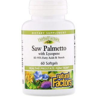 Natural Factors, HerbalFactors, Saw Palmetto with Lycopene, 60 Softgels