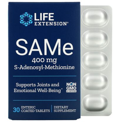 Life Extension, SAMe, S-Adenosyl-Methionine, 400 mg, 30 Enteric Coated Tablets