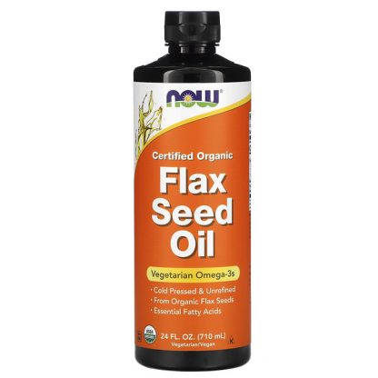 NOW Foods, Certified Organic Flax Seed Oil, 24 fl oz (710 ml)