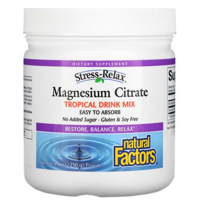 Natural Factors, Magnesium Citrate, Tropical Drink Mix, 8.8 oz (250 g)