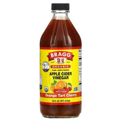 Bragg, Organic Apple Cider Vinegar, Raw-Unfiltered, Orange Tart Cherry, 16 fl oz (473 ml)