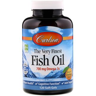 Carlson Labs, The Very Finest Fish Oil, Natural Orange Flavor, 350 mg, 120 Soft Gels