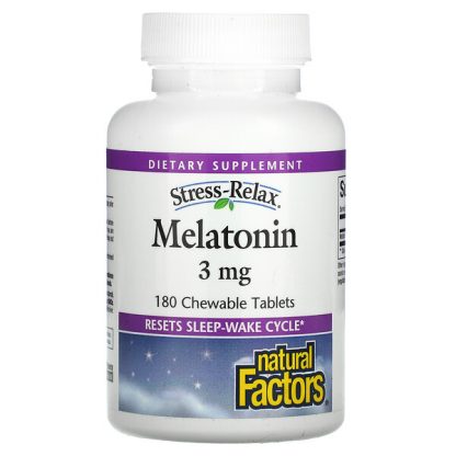 Natural Factors, Stress-Relax, Melatonin, 3 mg , 180 Chewable Tablets