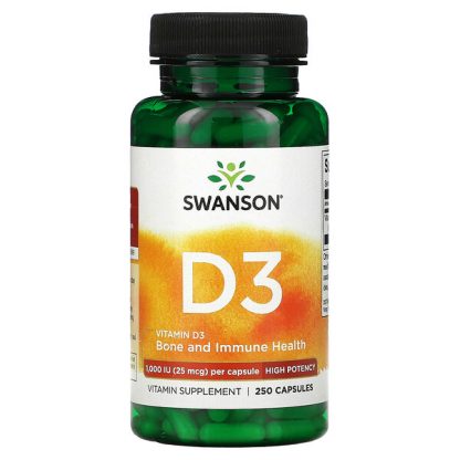 Swanson, Vitamin D3, 1,000 IU (25 mcg), 250 Capsules