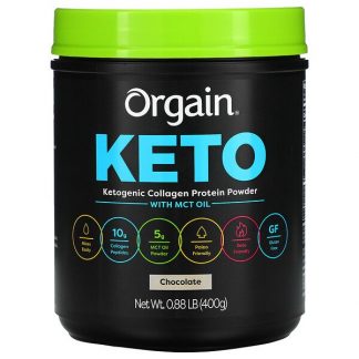 Orgain, Keto, Ketogenic Collagen Protein Powder with MCT Oil, Chocolate, 0.88 lb (400 g)