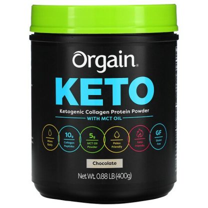 Orgain, Keto, Ketogenic Collagen Protein Powder with MCT Oil, Chocolate, 0.88 lb (400 g)