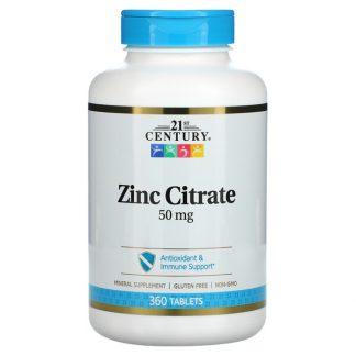 21st Century, Zinc Citrate, 50 mg, 360 Tablets