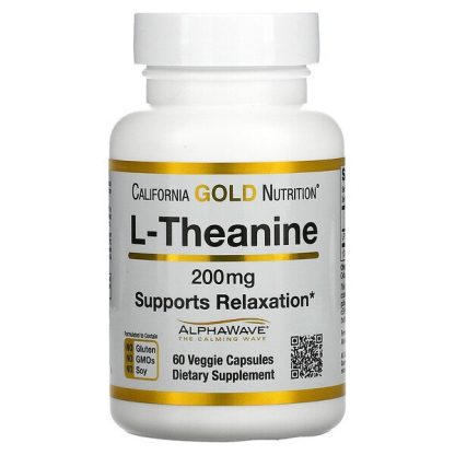 California Gold Nutrition, L-Theanine, AlphaWave, Supports Relaxation, Calm Focus, 200 mg, 60 Veggie Capsules