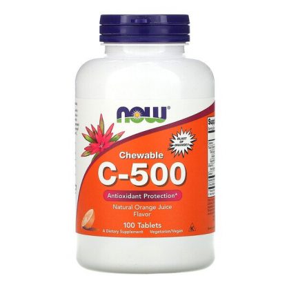 NOW Foods, Chewable C-500, Orange Juice Flavor, 100 Tablets