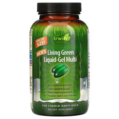 Irwin Naturals, Men's Living Green Liquid-Gel Multi, 120 Liquid Soft-Gels