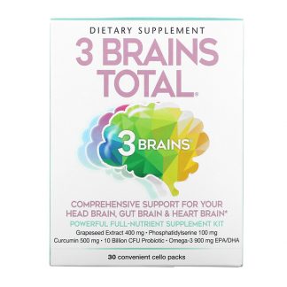 Natural Factors, 3 Brains Total, 30 Convenient Cello Packs