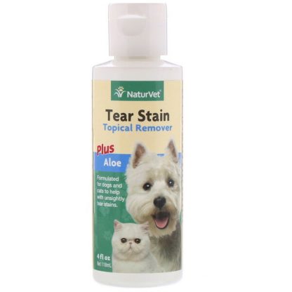 NaturVet, Tear Stain, Topical Remover Plus Aloe, For Dogs & Cats, 4 fl oz (118 ml)