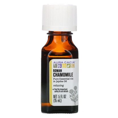 Aura Cacia, Pure Essential Oils, Roman Chamomile, 0.5 fl oz (15 ml)