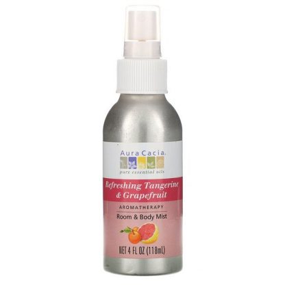 Aura Cacia, Aromatherapy Room & Body Mist, Refreshing Tangerine & Grapefruit, 4 fl oz (118 ml)