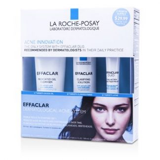 LA ROCHE POSAY EFFACLAR DERMATOLOGICAL ACNE SYSTEM: GEL CLEANSER 100ML + CLARIFYING SOLUTION 100ML + ACNE TREAMENT 20ML  3PCS