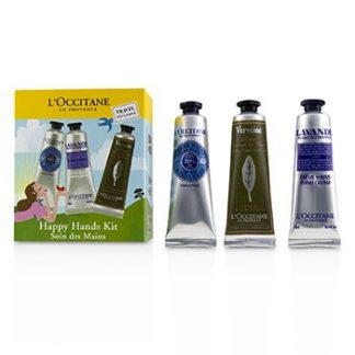 L'OCCITANE HAPPY HANDS KIT: 2X  SHEA BUTTER 30ML + 2X LAVENDER 30ML + 2X VERBENA COOLING HAND CREAM GEL 30ML  6X30ML/1OZ