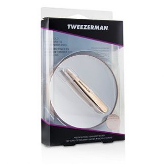 Tweezerman Rose Gold Mini Slant Tweezer And 10X Mirror  -