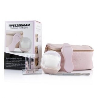 Tweezerman Bright Complexion Prep Set: Complexion Cleansing Brush + Bright Complexion Facial Dermaplaner + No Slip Skincare Tool + Bag  3pcs + 1 Bag