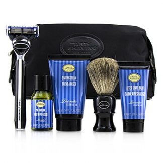 The Art Of Shaving The Four Elements of The Perfect Shave Set with Bag - Lavender: Pre Shave Oil + Shave Crm + A/S Balm + Brush + Razor  5pcs+1Bag