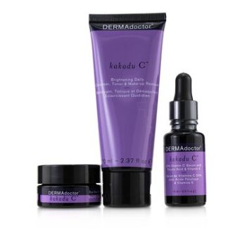 DERMAdoctor Kakadu C Vitamin C Brightening Kit: Daily Cleanser 70ml + 20% Vitamin C Serum 15ml + Eye Souffle 15ml  3pcs