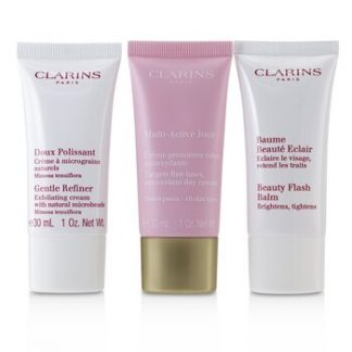 Clarins Multi-Active 30+ Anti-Ageing Skincare Set: Gentle Refiner 30ml + Multi-Active Day Cream 30ml + Beauty Flash Balm 30ml  3pcs