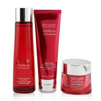 Estee Lauder Nutritious Super-Pomegranate Overnight Radiance Collection: Cleansing Foam 125ml+Lotion Intense Moist 200ml+Night Creme 50ml  3pcs