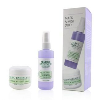 Mario Badescu Lavender Mask & Mist Duo Set: Flower & Tonic Mask 2 oz + Facial Spray With Aloe, Chamomile And Lavender 4oz  2pcs