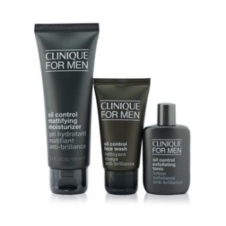 Clinique Great Skin For Men Oil Control 3-Pieces Set : Face Wash 50ml +  Exfoliating Tonic 30ml + Mattifying Moisturizer 100ml  3pcs