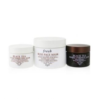 Fresh Face Mask Set: 1x Rose Face Mask - 100ml/3.3oz + 1x Black Tea Firming Overnight Mask - 30ml/1oz + 1x Black Tea Instant Perfecting Mask - 30ml/1oz  3pcs