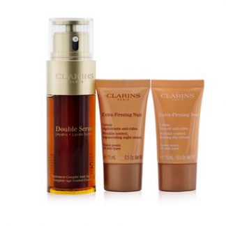 Clarins Double Serum Extra-Edition Set: Double Serum 50ml + Extra-Firming Day Cream 15ml + Extra-Firming Night Cream 15ml + Bag  3pcs+1bag